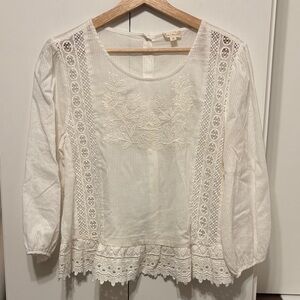Fae White Embroidered Lace Top - M